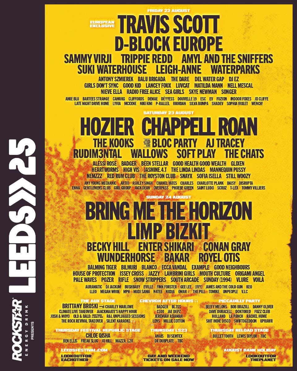 EditorJanes's tweet card. We're joined by our insane headliners Travis Scott, Chappell Roan, Hozier, Bring Me The Horizon and even more amazing acts such as Limp Bizkit, D-Block