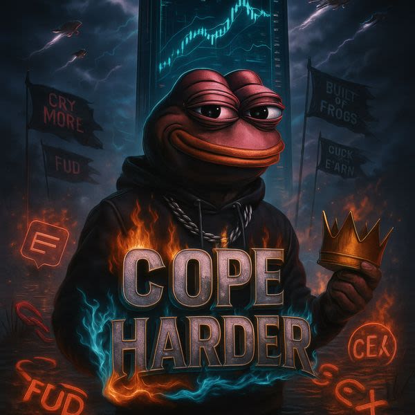 BoredElon0x's tweet card. Listen to Cope Harder