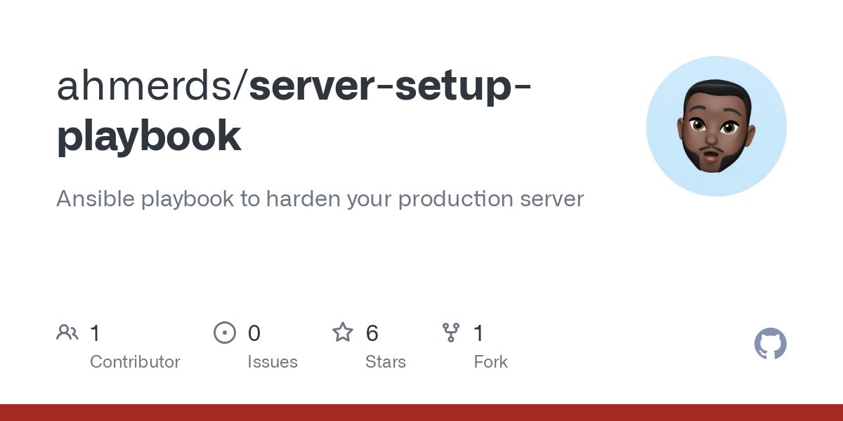 ahmxrd's tweet card. Ansible playbook to harden your production server. Contribute to ahmerds/server-setup-playbook development by creating an account on GitHub.