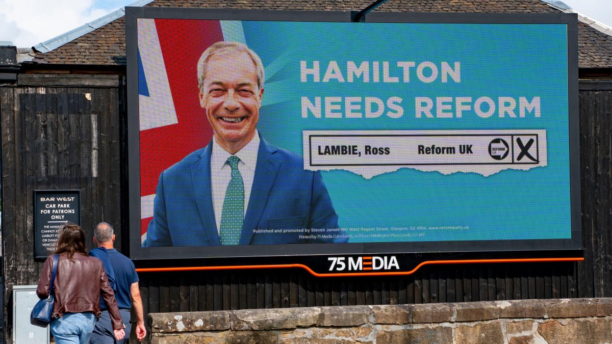 whatukthinks's tweet card. Poll finds 54 per cent of Scots would now vote Yes, with the figure even higher if the Reform UK leader became prime minister