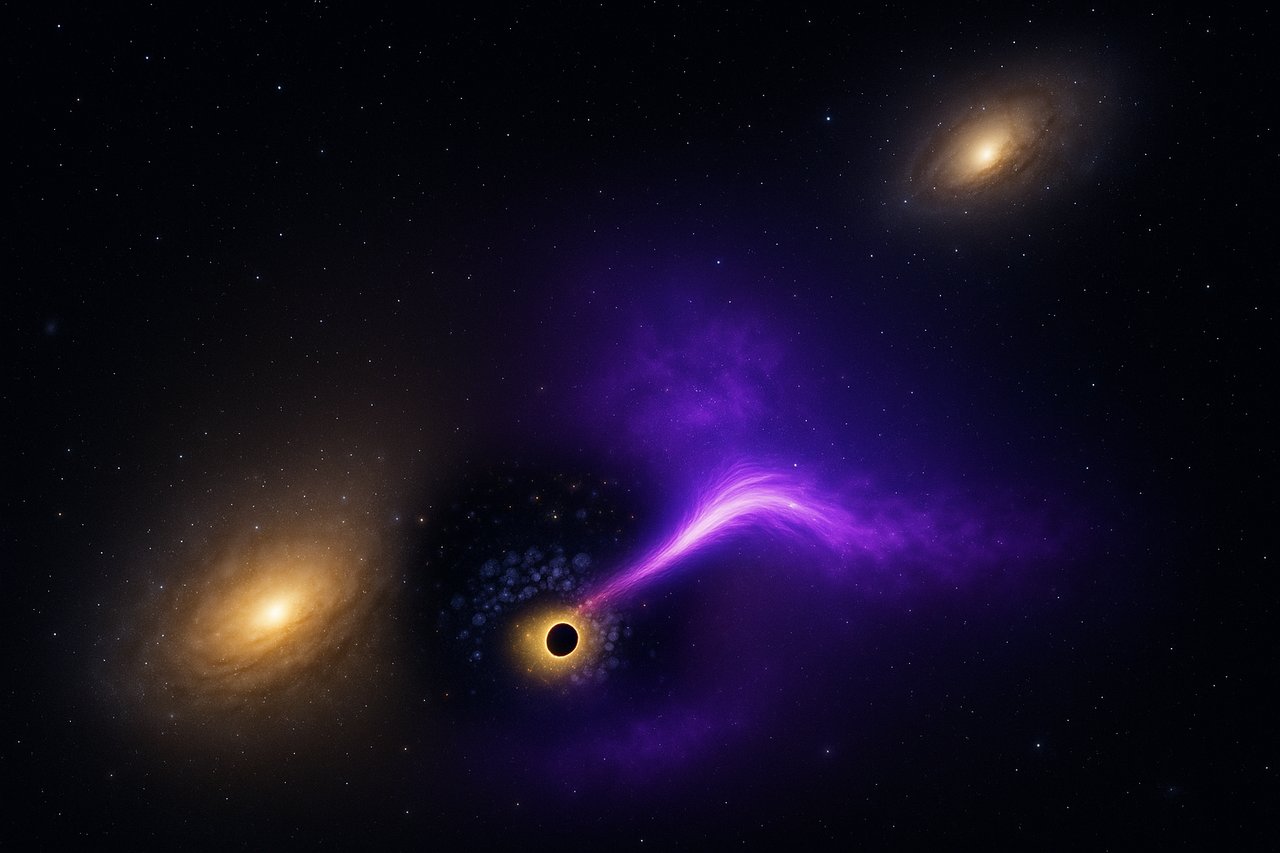 meteoredcl's tweet card. Hubble y Chandra captan un raro evento cósmico: un agujero negro intermedio devora una estrella y emite rayos X.