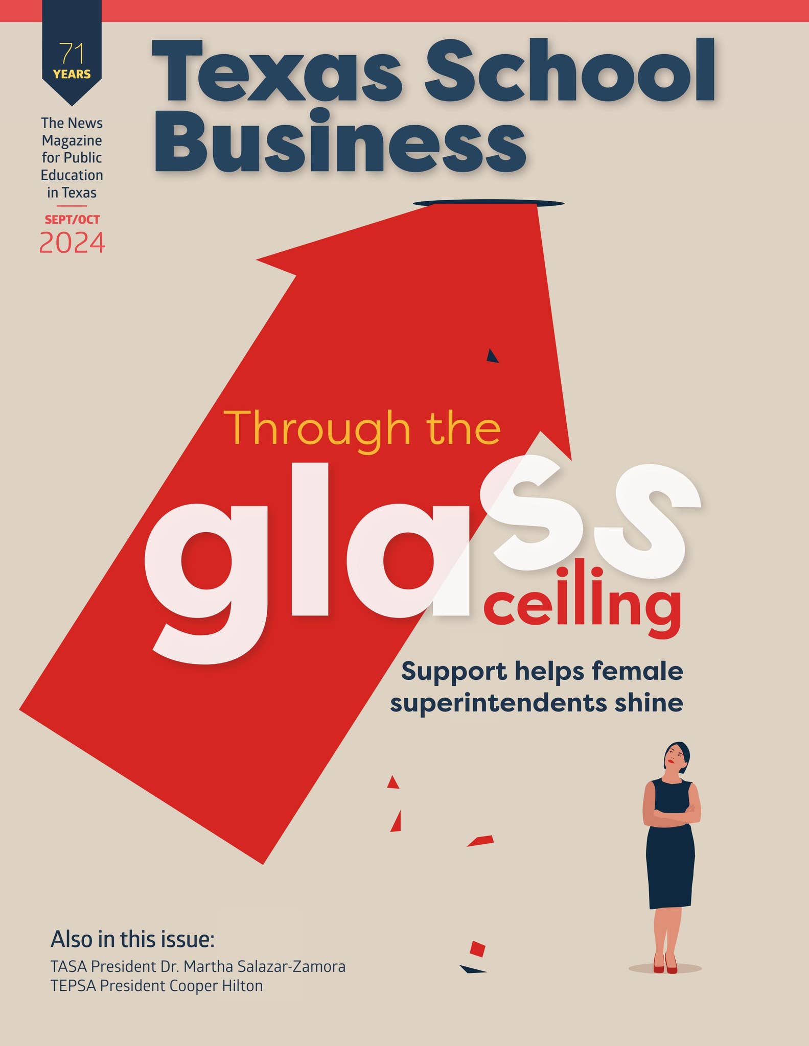 TXSchoolBiz's tweet card. The September/October issue of Texas School Business considers the low number of female superintendents in Texas and what might be done to encourage more women to pursue the path. The issue also profi