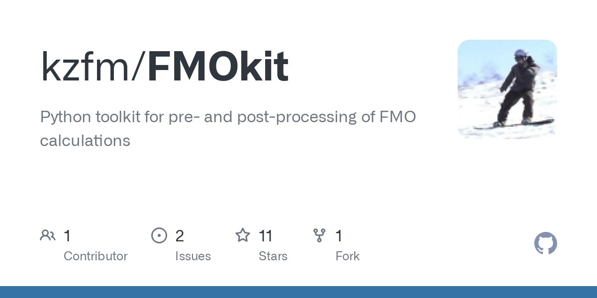 fmkz___'s tweet card. Python toolkit for pre- and post-processing of FMO calculations - kzfm/FMOkit