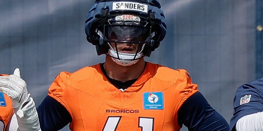 TheBroncosWire's tweet card. Broncos LB Drew Sanders will miss an "extended period" with a foot injury, according to NFL Network.