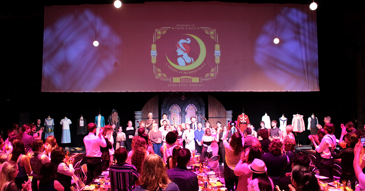 UnivOfKansas's tweet card. Dozens of students studying theatre and dance at KU received applause and awards for outstanding achievement on stage and in the classroom during the Department of Theatre & Dance's 2025 Banquet.
