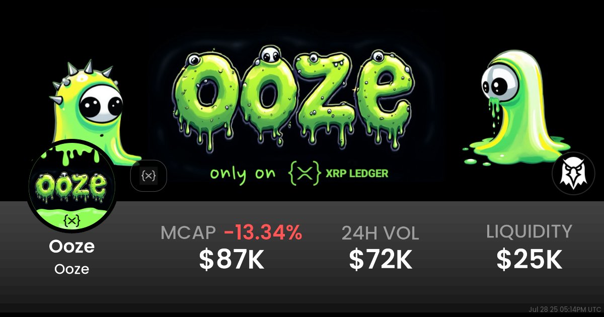 C0nnieChung's tweet card. $0.000001815 Ooze (Ooze) realtime price charts, trading history and info - Ooze / XRP on XRPL / XRPL