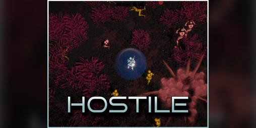 Ace_v0_1_0's tweet card. Fight for survival on an alien world in HOSTILE, a fast-paced arcade shooter. Available for Windows, Android