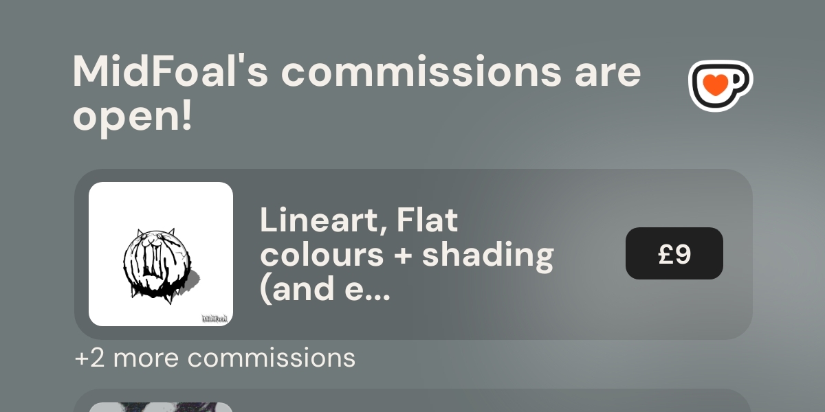 TheRealMidulous's tweet card. Commissions Open! Click to see MidFoal's commission menu.