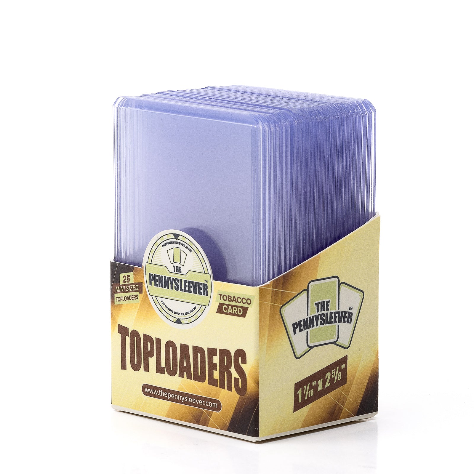 ThePennysleever's tweet card. 25 high quality mini/tobacco-sized toploaders per package Holds mini/tobacco-sized cards of up to 1⁷⁄₁₆'' x 2⁵⁄₈'' Provides unparalleled protection for your collectible cards Made with top quality PVC