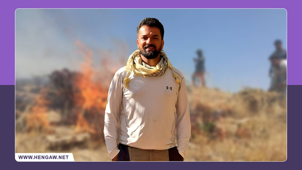 Hengaw_English's tweet card. Sanandaj – Kurdish environmentalist Khabat Amini dies from severe burns in Abidar Mountain fire,...