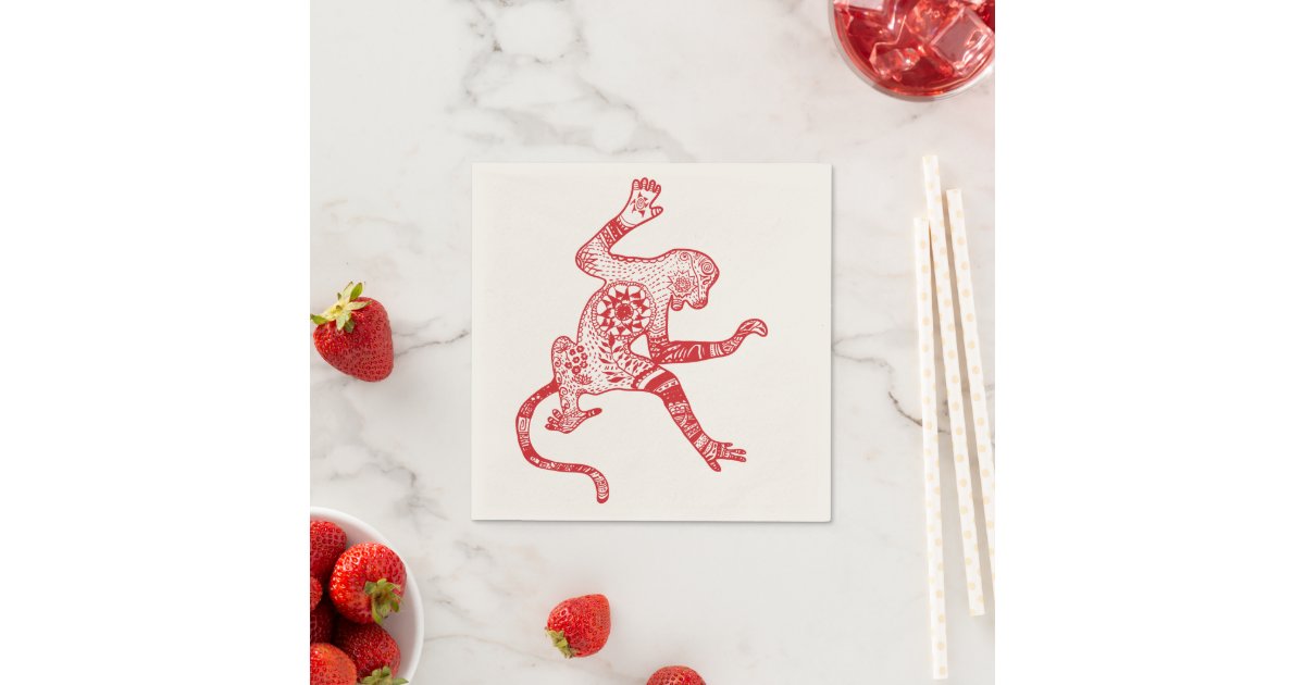 Manitarka's tweet card. Red Mandala Fire Monkey Cocktail Paper Napkins This Fire monkey is inspired from the year of the monkey according to the Chinese calendar, mandala creating and henna drawing. Positive vibes to all!!!
