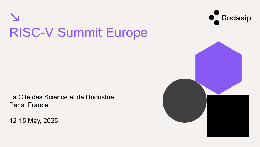 Codasip's tweet card. We are exhibiting at this key industry event on May 12-15. Visit our booth, talk to our team, watch our demos, and get started with your RISC-V journey!