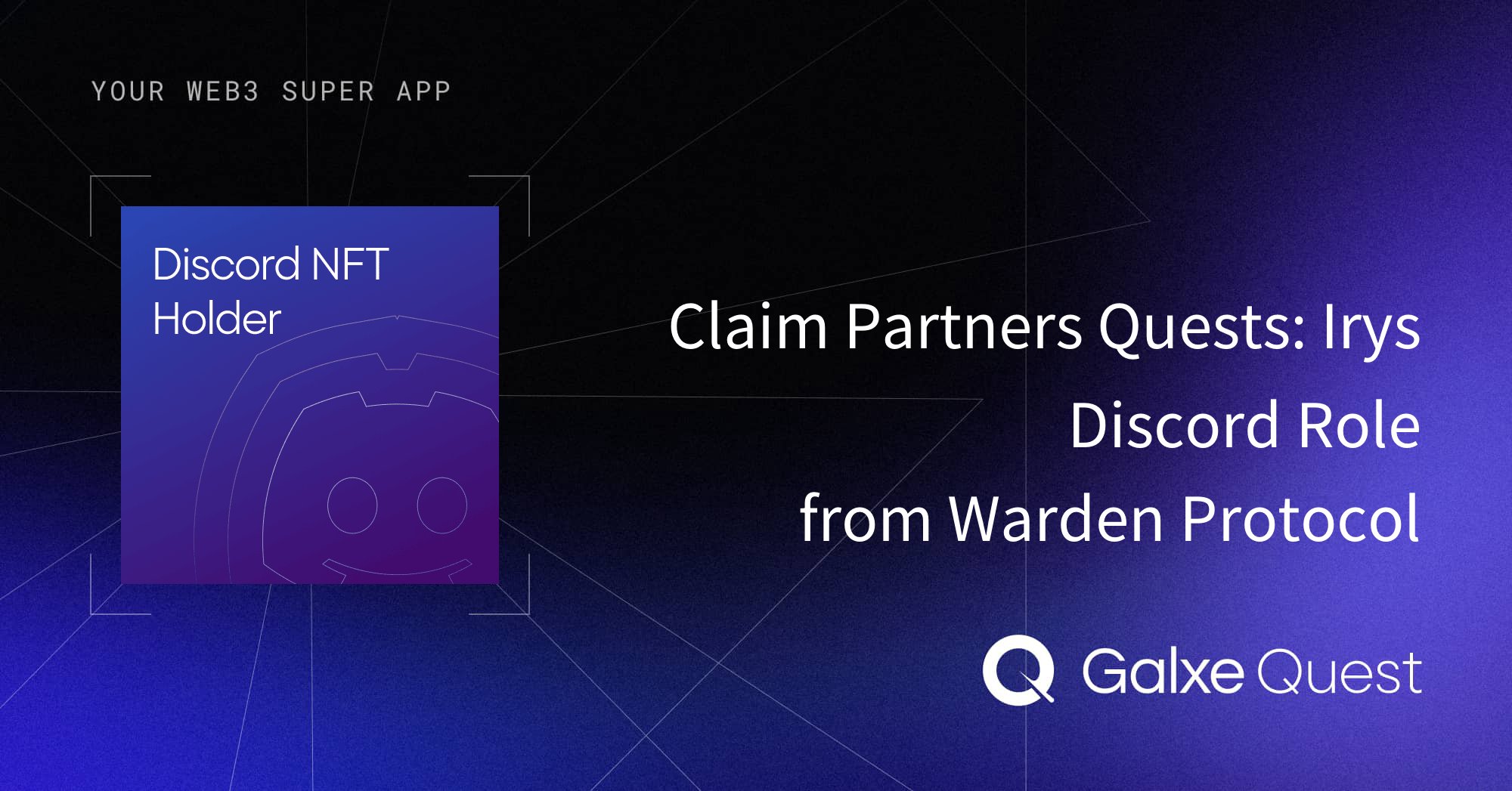 aperion888's tweet card. Join Partners Quests: Irys by Warden Protocol on Galxe. Claim Discord role to build your Web3 digital identity.