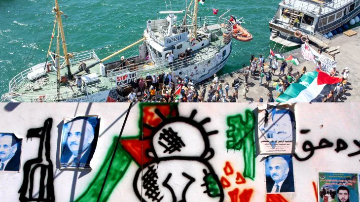 PalestineDays's tweet card. DaysofPal- The Israeli Occupation Forces (IOF) continue to hold 11 out of the 21 foreign activists who were aboard the Freedom Flotilla’s vessel, Handala,