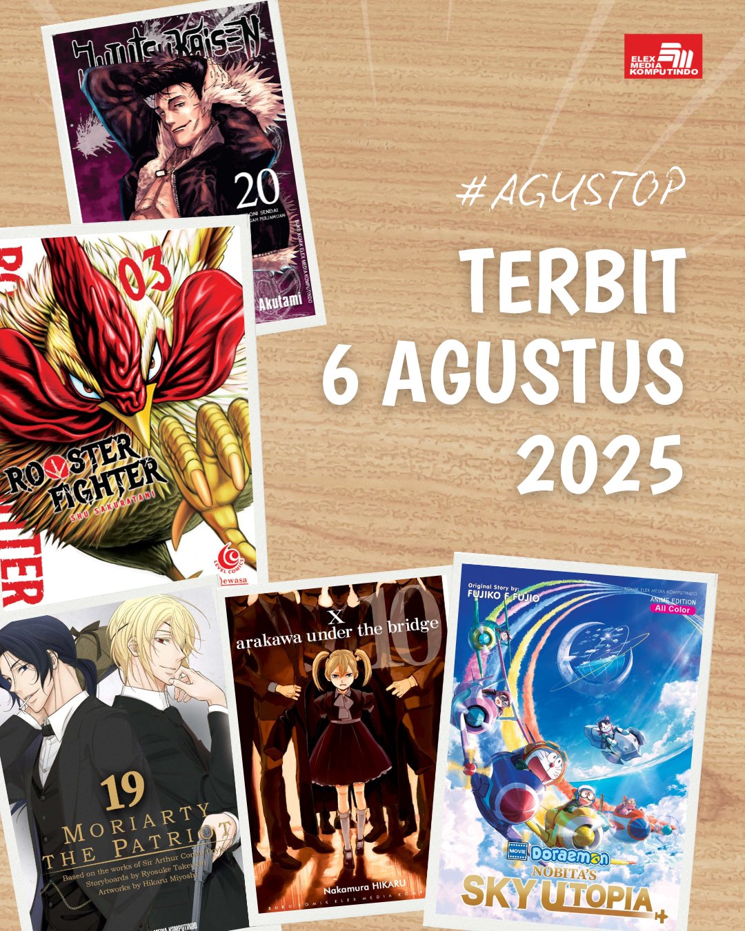 kaorinusantara's tweet card. Apa sajakah komik-komik yang akan diterbitkan Elex Media pada minggu pertama Agustus 2025? Inilah beberapa bocoran dari Elex Media. | KAORI Nusantara
