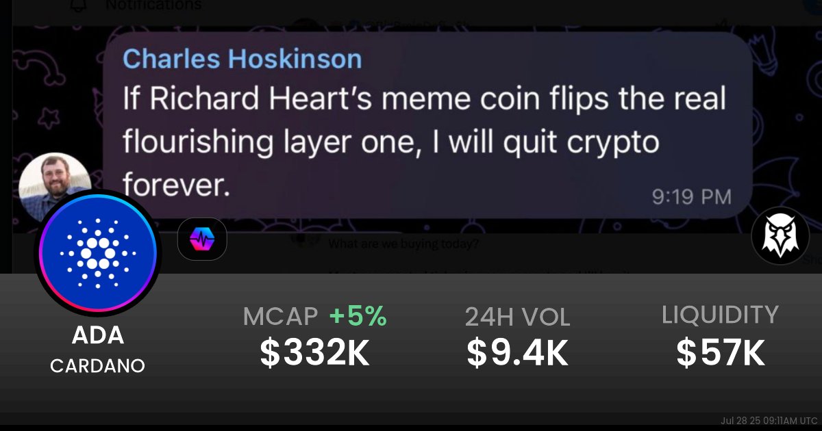 0xGrmpySchnauzr's tweet card. $0.0003325 CARDANO (ADA) realtime price charts, trading history and info - ADA / WPLS on PulseChain / PulseX