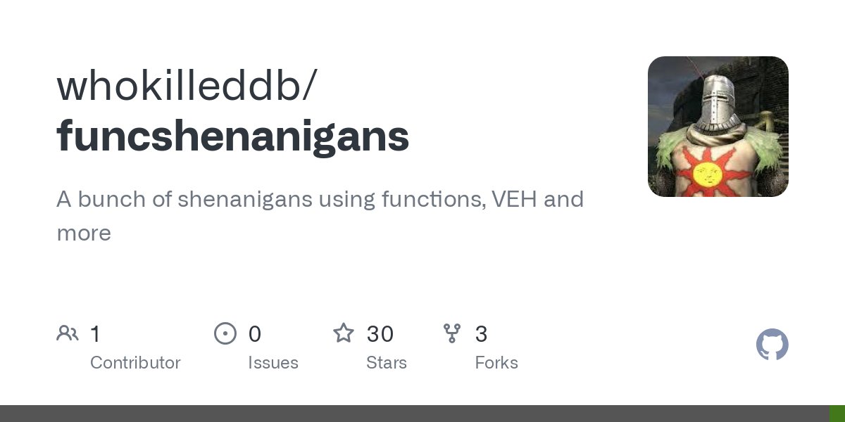 whokilleddb's tweet card. A bunch of shenanigans using functions, VEH and more - whokilleddb/funcshenanigans
