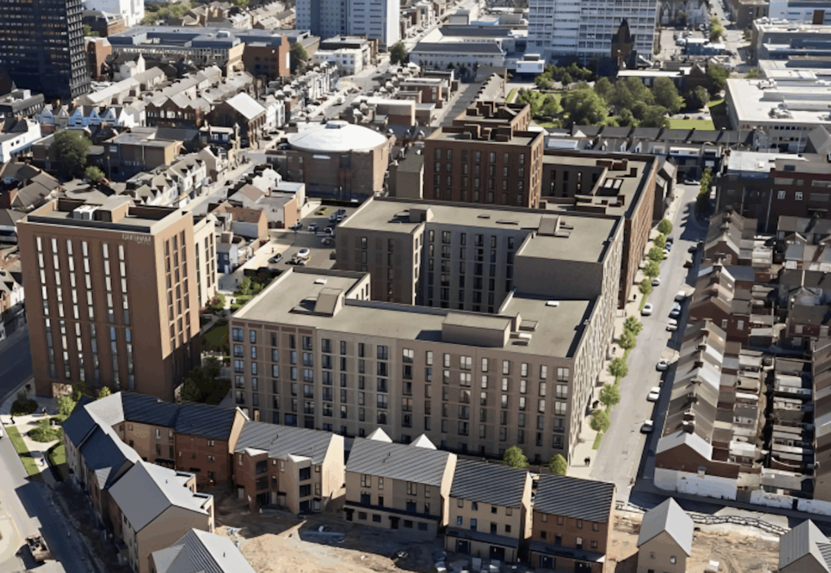 WaltonBob's tweet card. Work begins on landmark Crown Square project with hotel, student flats and homes