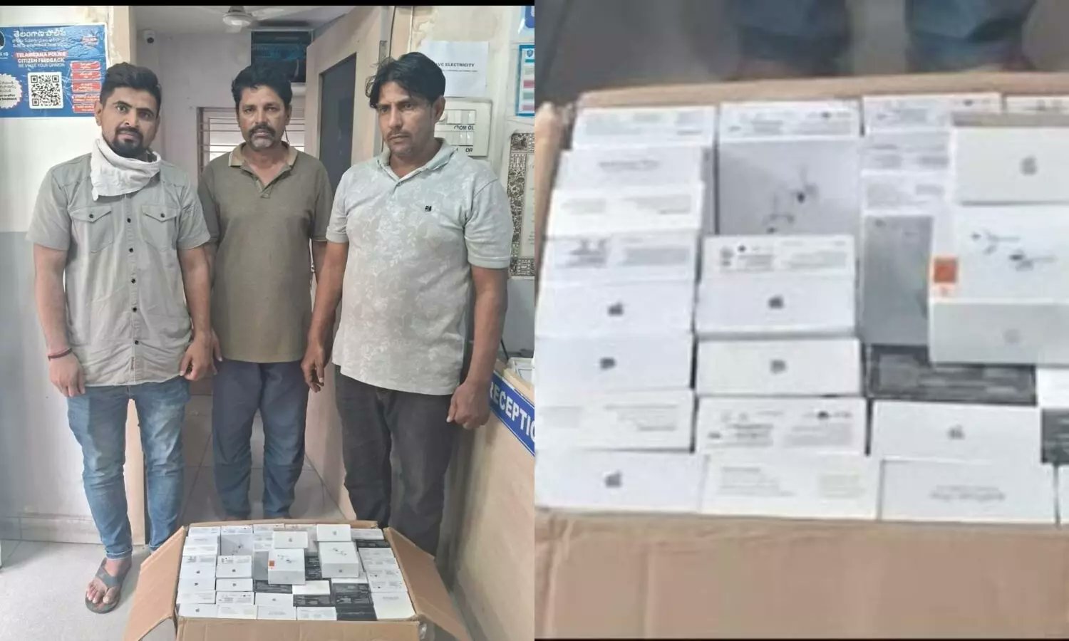 NewsMeter_In's tweet card. The Commissioner’s Task Force, Central Zone, Hyderabad, in coordination with Apple Inc.’s authorized representatives...