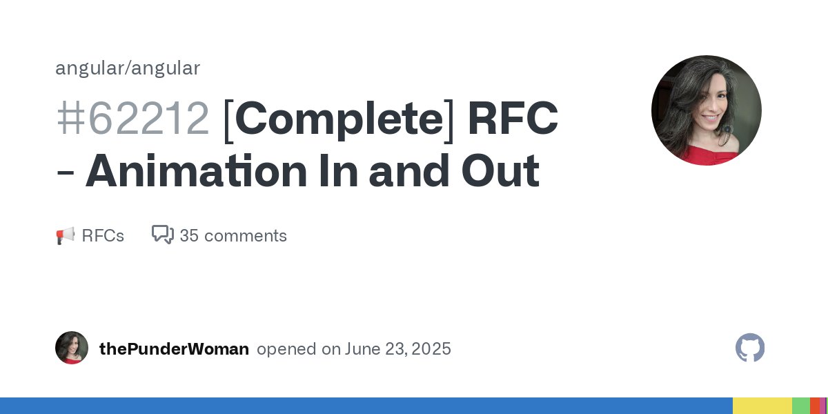 mgechev's tweet card. Authors: @thePunderWoman Area: Angular Framework Posted: June 23, 2025 Status: Closed The Angular team created @angular/animations over eight years ago. That was before the native CSS platform had ...