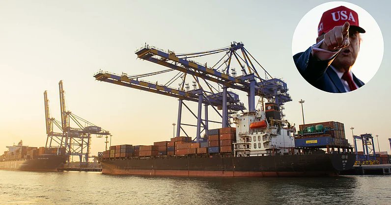 DeccanHerald's tweet card. US Tariff Pressure: As EU, Japan concede to US trade terms, India weighs options post-UK deal, cautious of GM food rules and high import duties.
