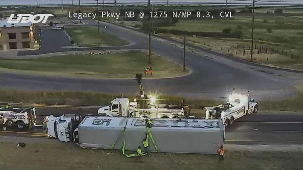KUTV2News's tweet card. A semi-truck crash shut down southbound Legacy Parkway in Centerville for several hours early Monday morning.The semi tipped onto its left side near 950 North s