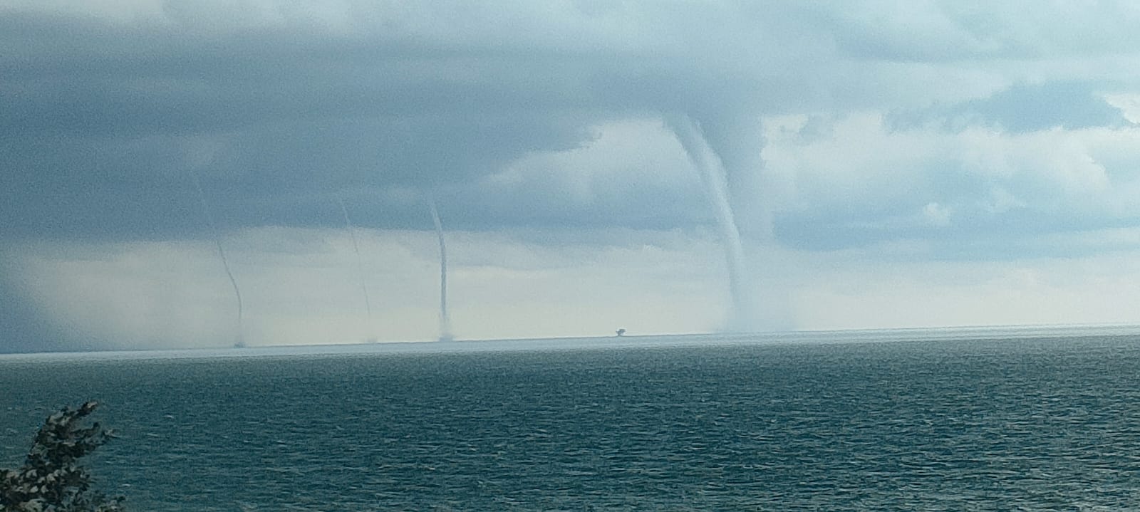 robertacimini2's tweet card. In diversi hanno segnalato e immortalato, con foto e video le trombe marine che si sono formate al largo della costa adriatica poco prima dell'arrivo del