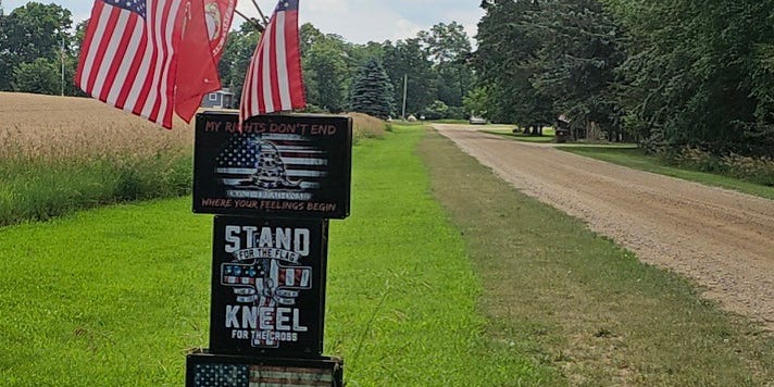 LSJNews's tweet card. A resident of Lyons Township believes he's being harassed by the Ionia County Road Department for using signage to express an opinion along his own property on Hopkins Road. ICRC, however, says their...