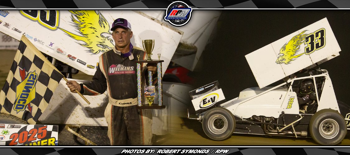 RaceProWeekly's tweet card. Story By: CURTIS BERLEUE / EMPIRE SUPER SPRINTS - WOODHULL, NY - Though only running a limited schedule in 2025, Chuck Hebing once again found his way to victory lane at the highbanks of the