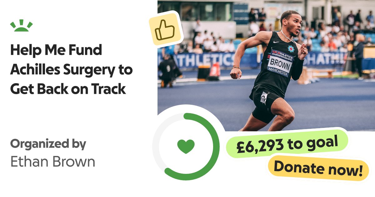 ebreezy400's tweet card. Hi, my name is Ethan Brown, and I’m a 24-year-old Great Britain 400m s… Ethan Brown needs your support for Help Me Fund Achilles Surgery to Get Back on Track