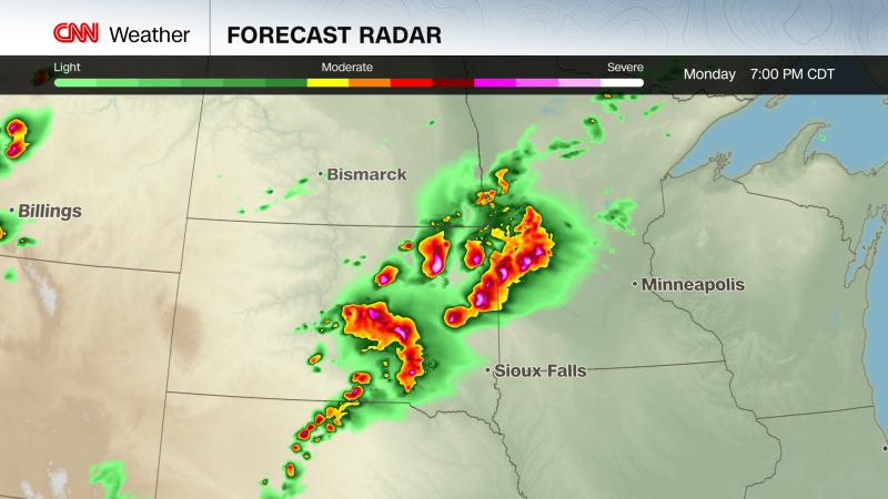 Capemayrocky's tweet card. Damaging and potentially destructive thunderstorms are set to roar through the northern Plains on Monday, fueled by intense July heat and humidity.