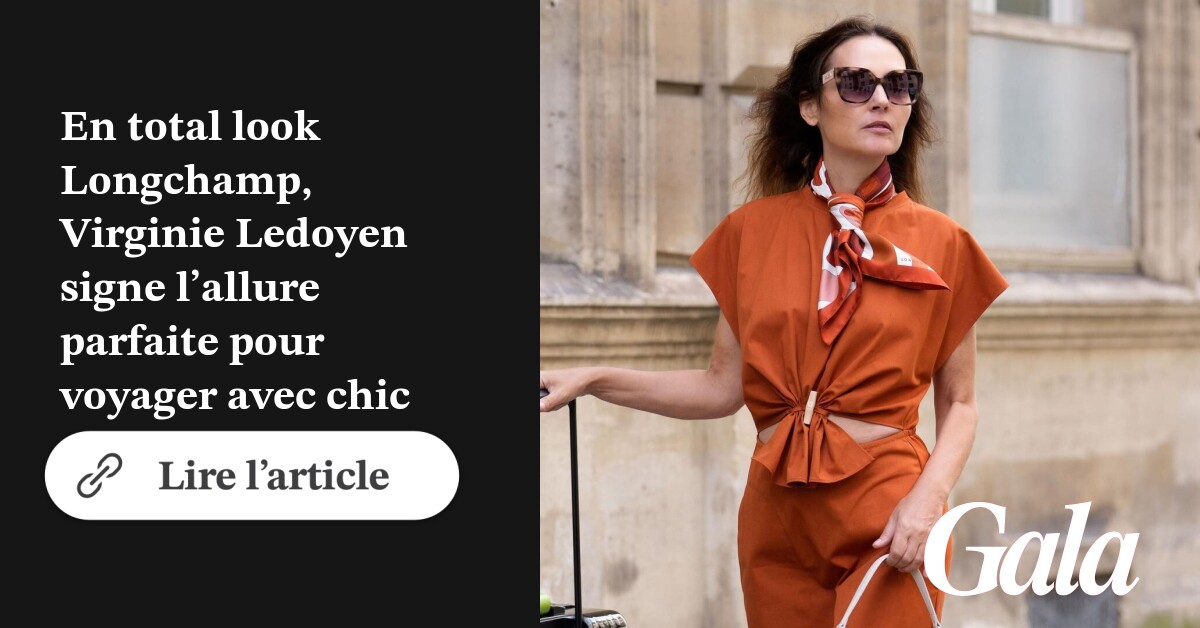 GALAfr's tweet card. En total look Longchamp, Virginie Ledoyen signe l’allure parfaite pour voyager avec chic