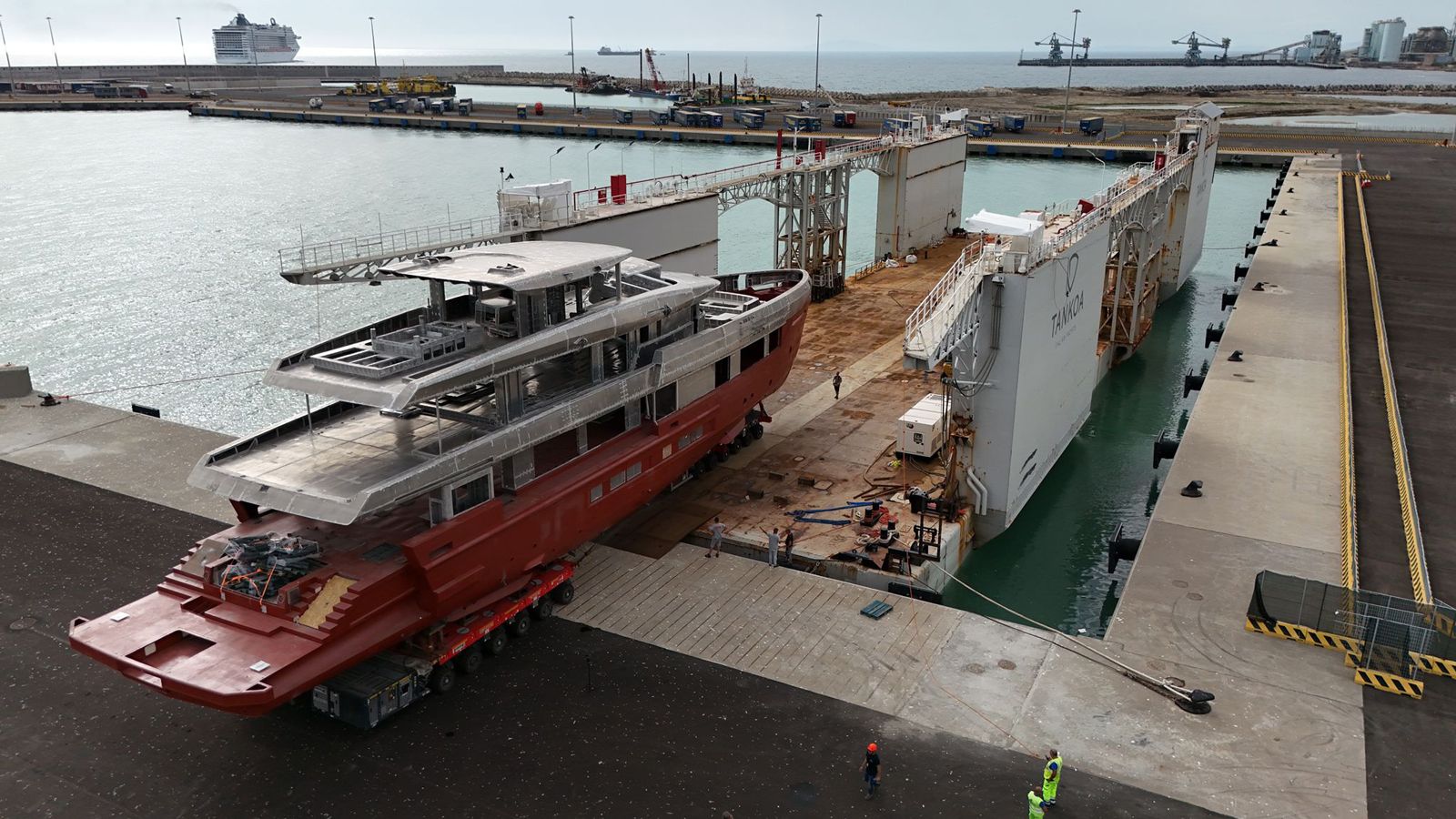 boatint's tweet card. The third unit in the Tankoa T450 series has made the journey from her production site in Civitavecchia to Genoa, where she will begin outfitting. Delivery is scheduled for 2026.