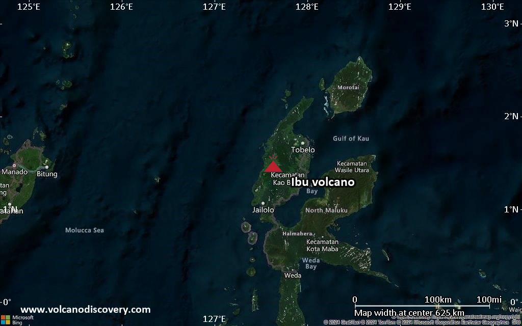volcanodiscover's tweet card. Ibu volcano, Halamhera island / Indonesia, volcano news