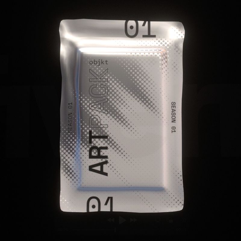 jopfe0815's tweet card. A sealed Season 1 objkt Art Pack containing 3 random, curated digital artworks. This Art Pack is a tradable NFT. Opening the pack burns the NFT.