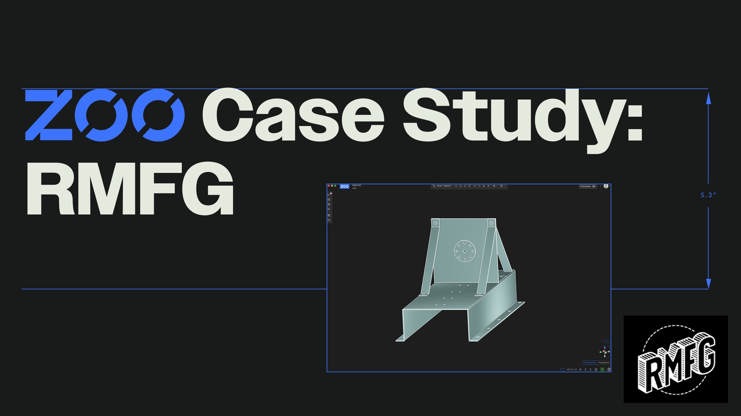 zoodotdev's tweet card. RMFG Revolutionizes Automated Manufacturing with Zoo's CAD File Conversion API.