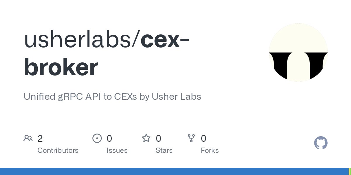 usher_web3's tweet card. Unified gRPC API to CEXs by Usher Labs. Contribute to usherlabs/cex-broker development by creating an account on GitHub.