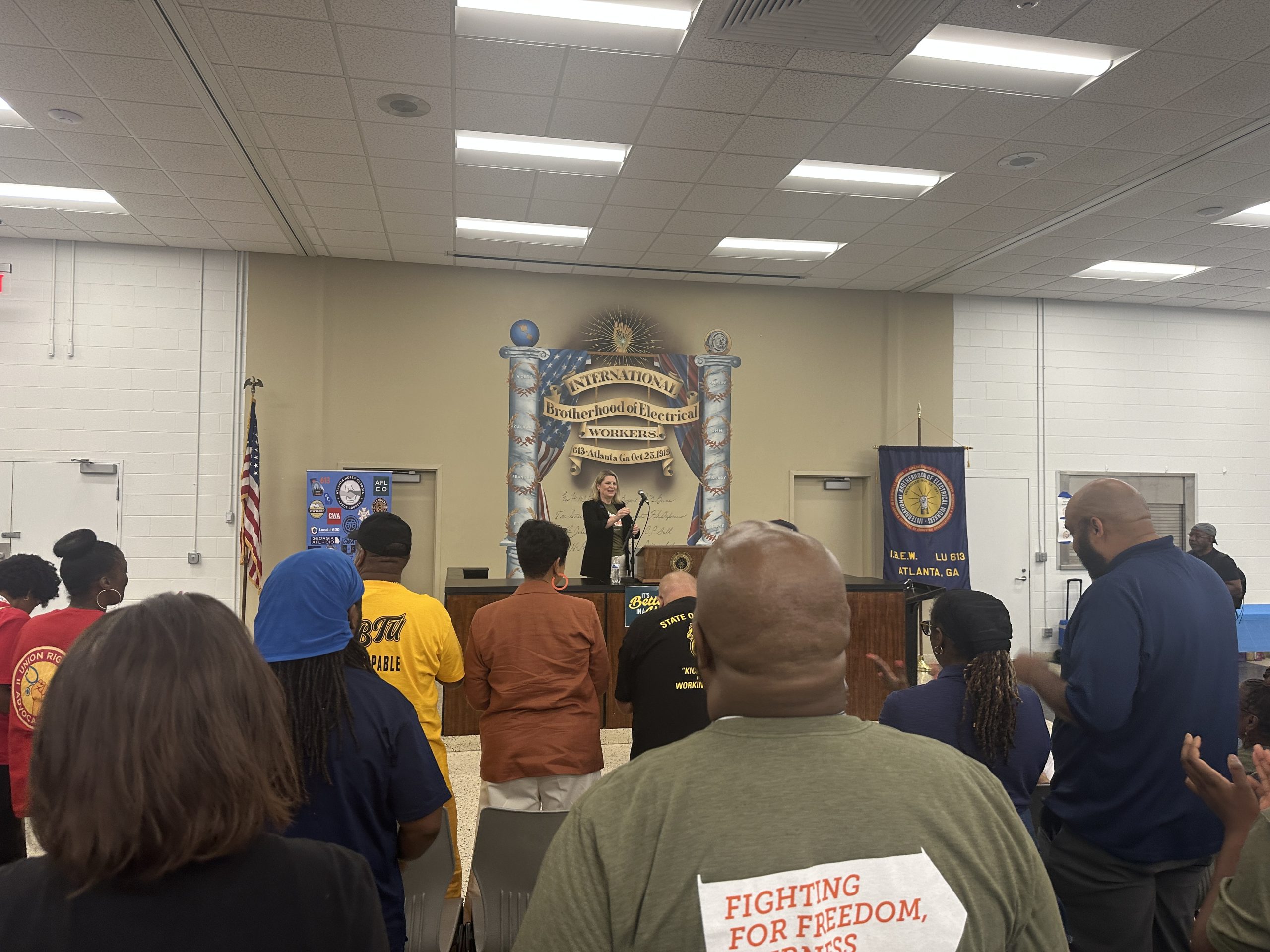 alemzs's tweet card. “Let's take this country back for working families!” local Teamsters leader Chuck Stiles exhorted the energetic crowd