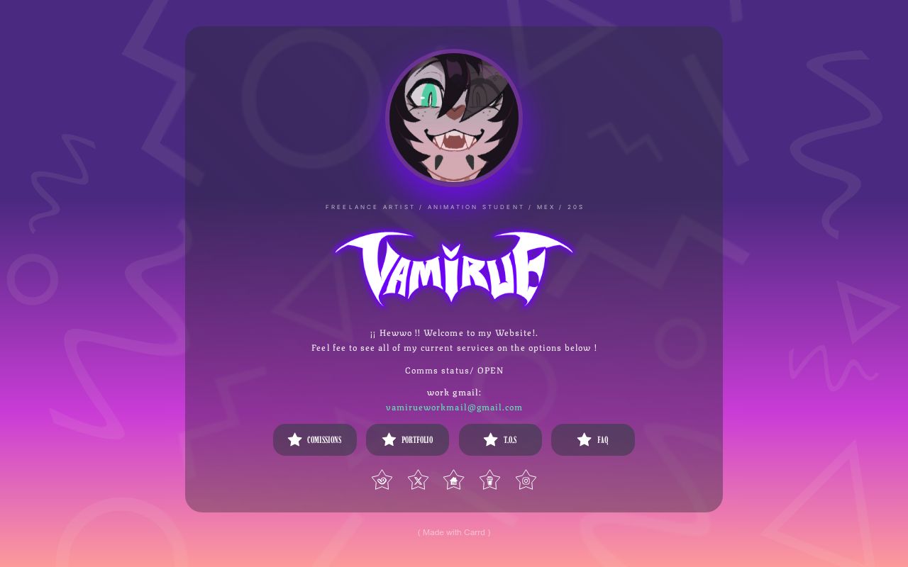 Vamiruee's tweet card. Welcome to my site! im Vamp, a freelance, Art student.