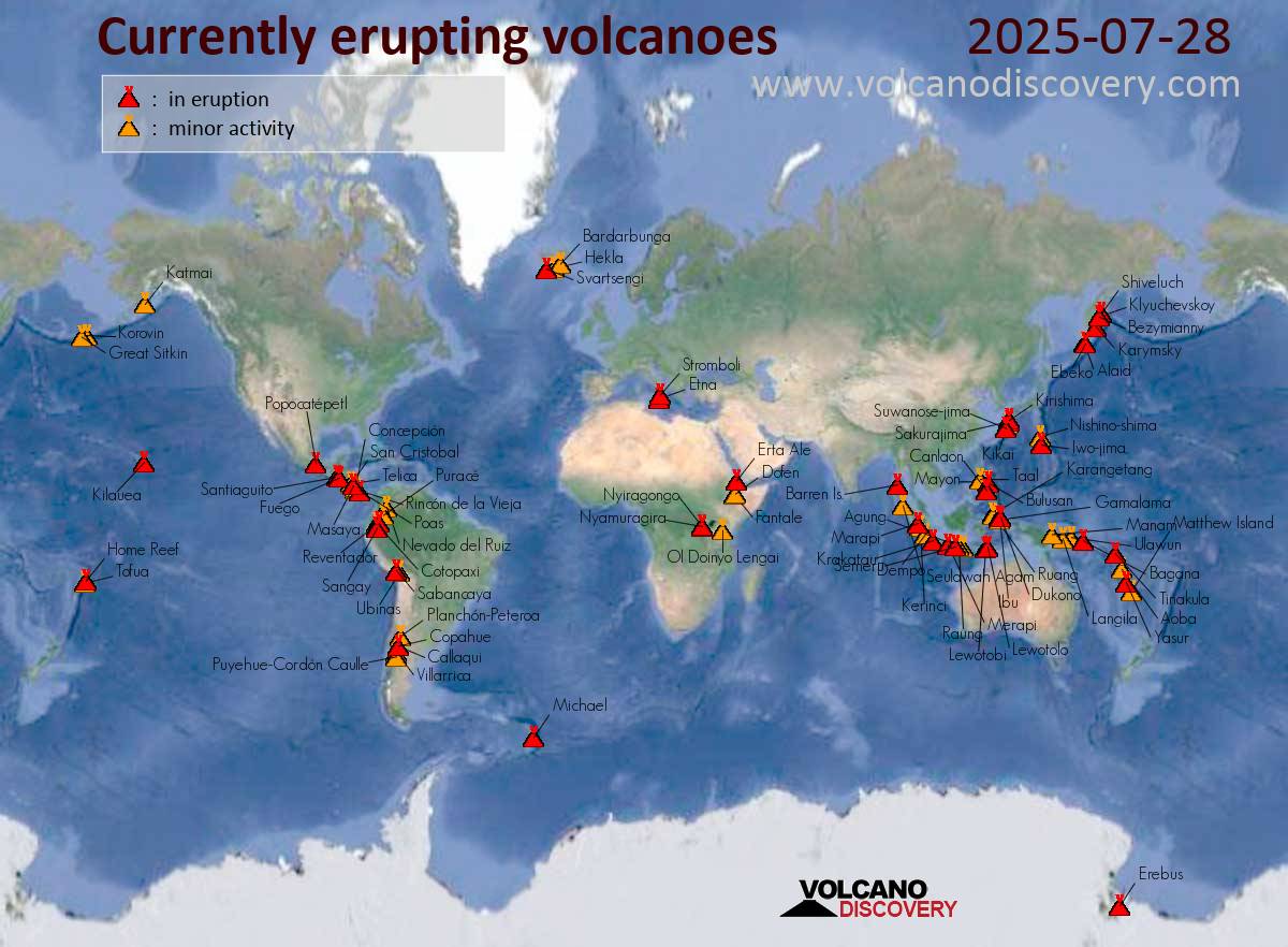 volcanodiscover's tweet card. Volcanic activity world-wide