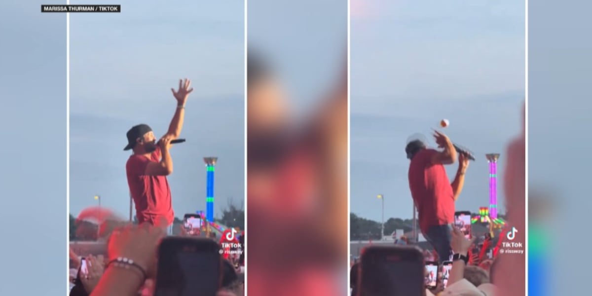 FOX19's tweet card. Country music star Luke Bryan was struck in the face by an object near the end of his concert Saturday night in North Dakota.