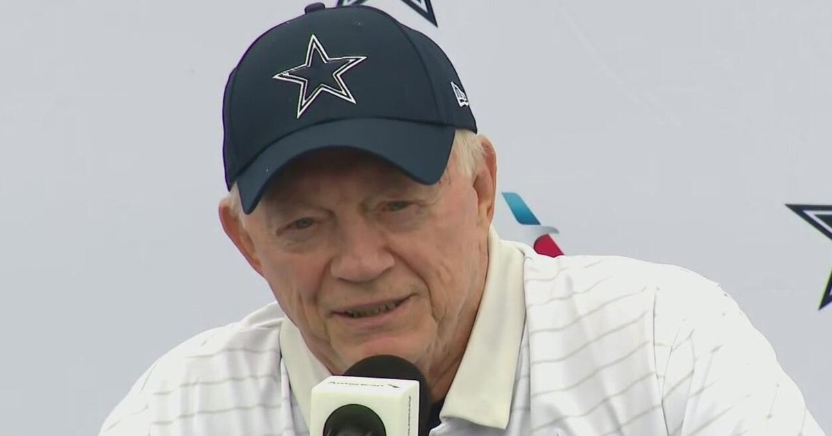 CBSSportsTexas's tweet card. The Cowboys' owner said he has no sense of urgency to get a Micah Parsons contract extension done soon.