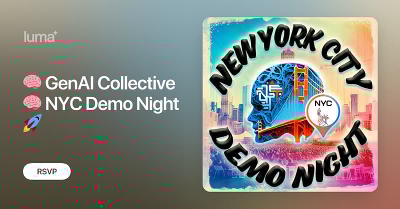 rgb_prithvi's tweet card. Get ready for the GenAI Collective's first New York City demo night where we're bringing the excitement of innovation to the Big Apple! Join us as we gather…