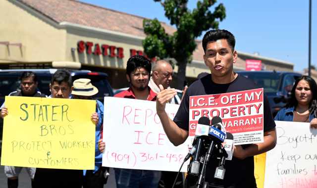 LBY3's tweet card. Instagram video shows immigration officers leaving an employees-only area of the grocery store.