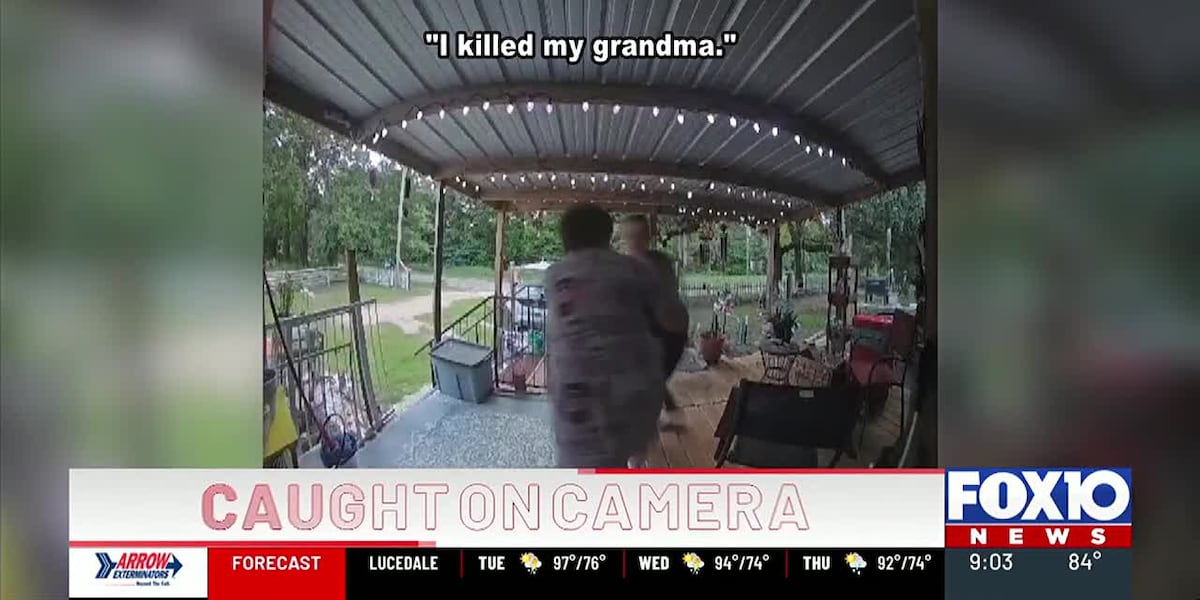 FOX10News's tweet card. Terrifying moments caught on camera of an 18-year-old woman admitting she just killed her grandmother, while confronting a neighbor.