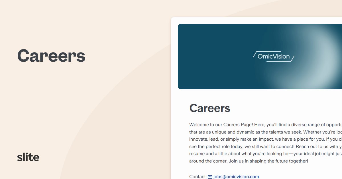 OmicVision's tweet card. Careers