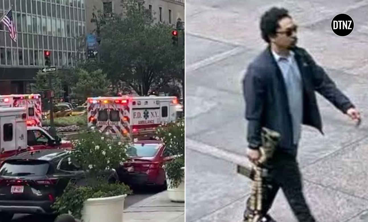 DailyTelegraph5's tweet card. The shooter opened fire inside the New York tower before reportedly taking his own life.