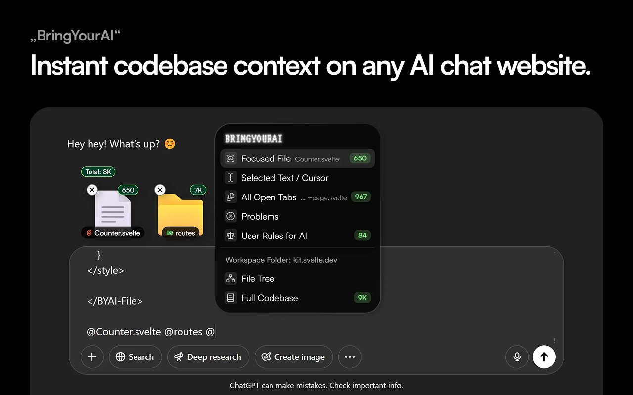 BetaList's tweet card. Instant codebase context on any AI chat website