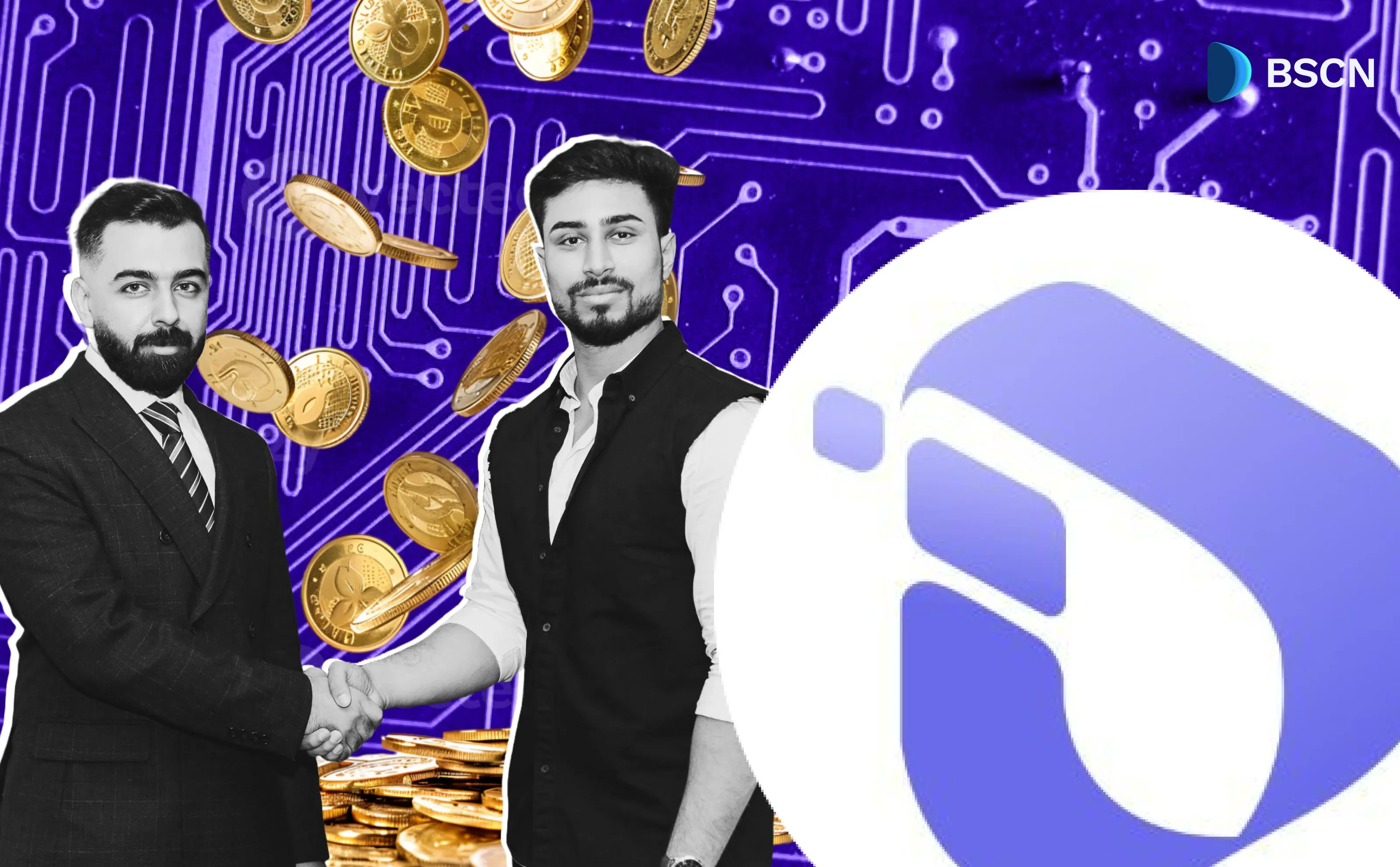 Interlink milestone image with two people shaking hands and gold coins