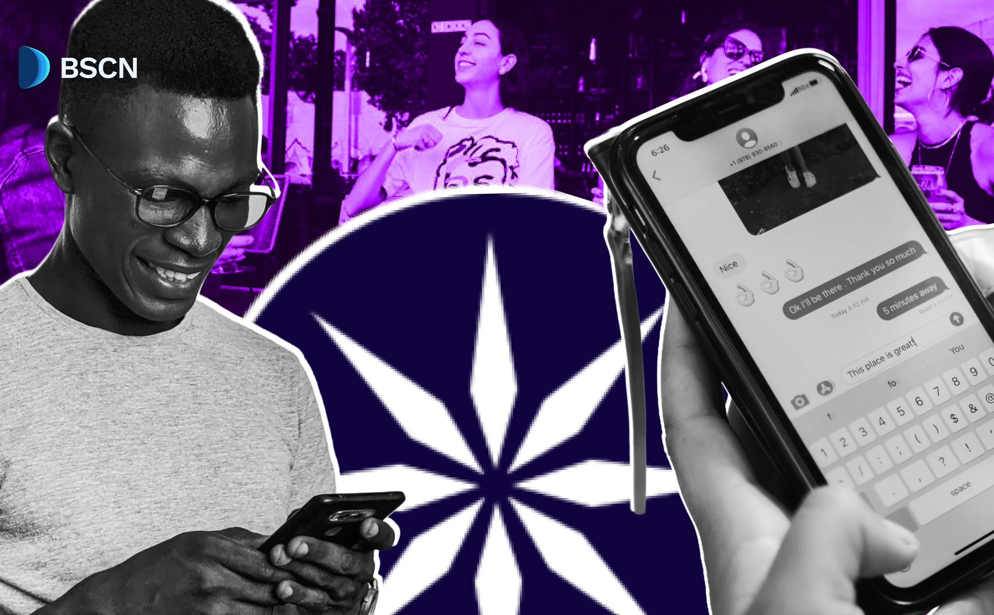 People using smartphones with encrypted chat interface